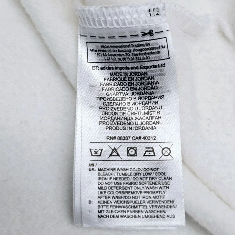 Adidas Hoodie Mens S Pullover White Kangaroo Pocket Spellout‎ Sporty Athleisure
